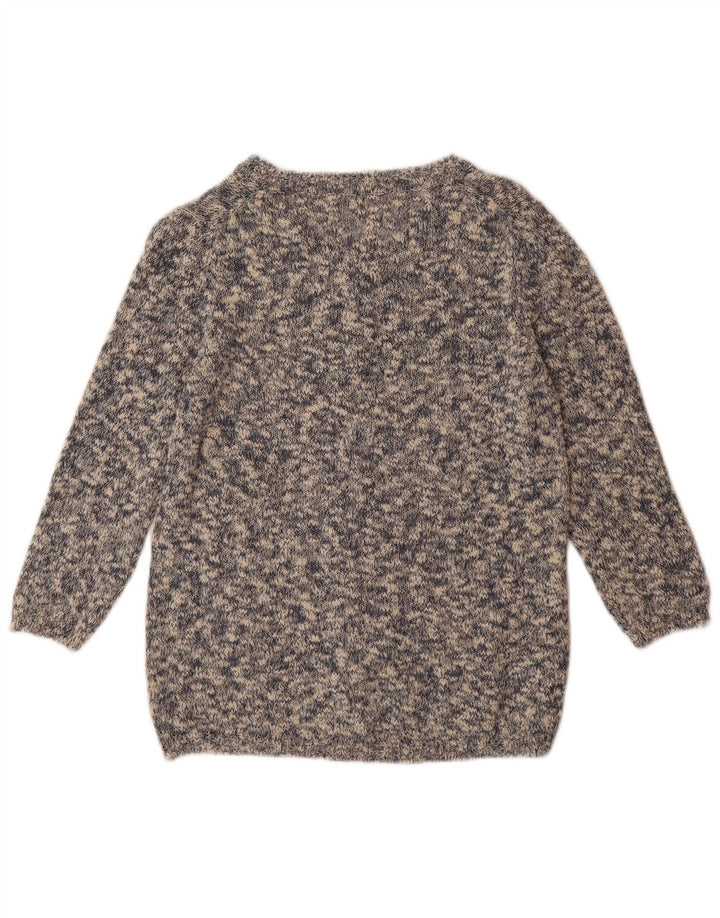 MASSIMO DUTTI Damski sweter rozpinany UK 12 Średnioszary, bawełniany nakrapiany