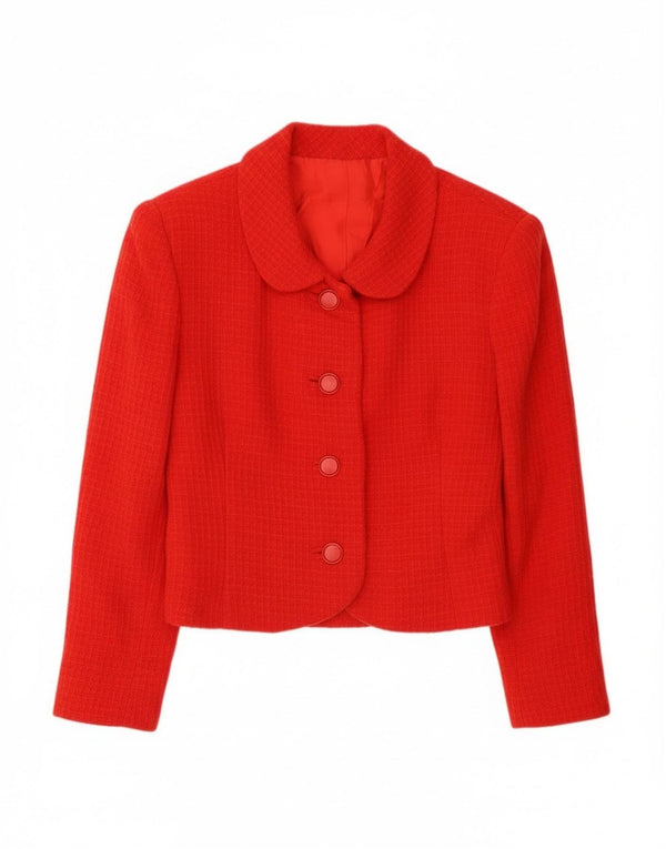 Vintage Womens Crop 4 Button Blazer Jacket UK 10 Small Red
