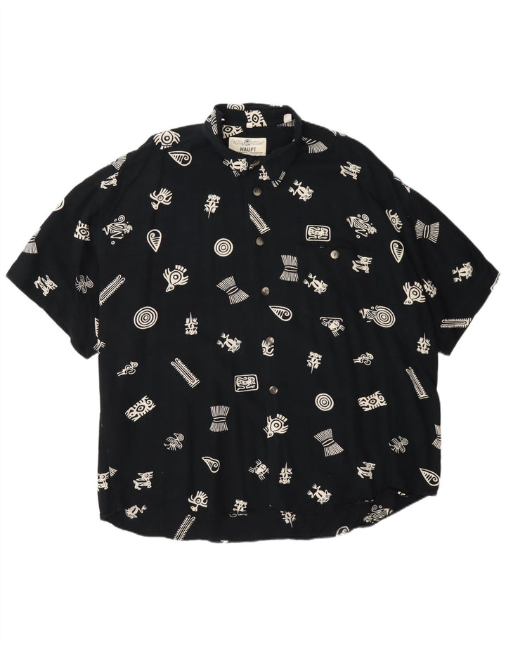 Męska koszula z krótkim rękawem Haupt w abstrakcyjny wzór UK 45/46 2XL Granatowa