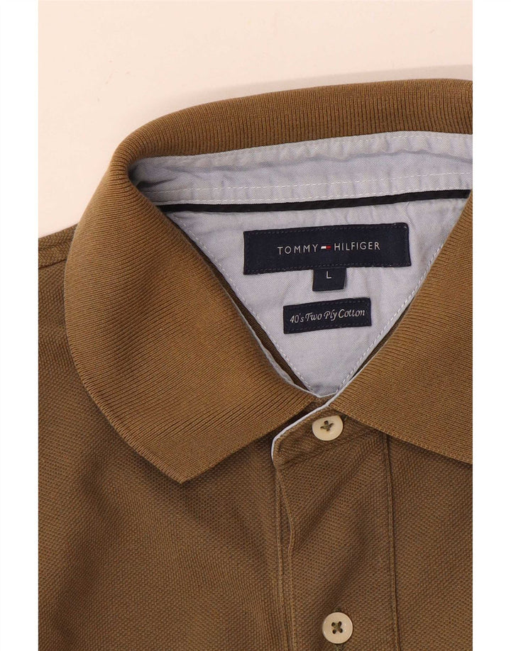 Męska koszulka polo Tommy Hilfiger, duża, brązowa, bawełniana