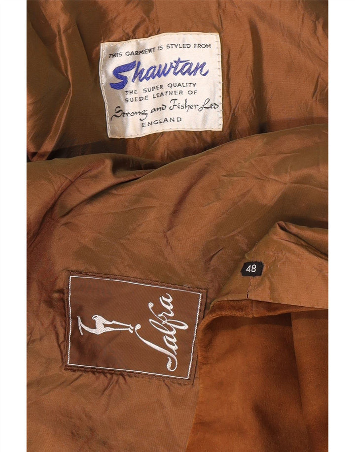 STRONG & FISHER LTD Damski płaszcz zamszowy w stylu vintage, UK 18 XL, brązowy, klasyczny