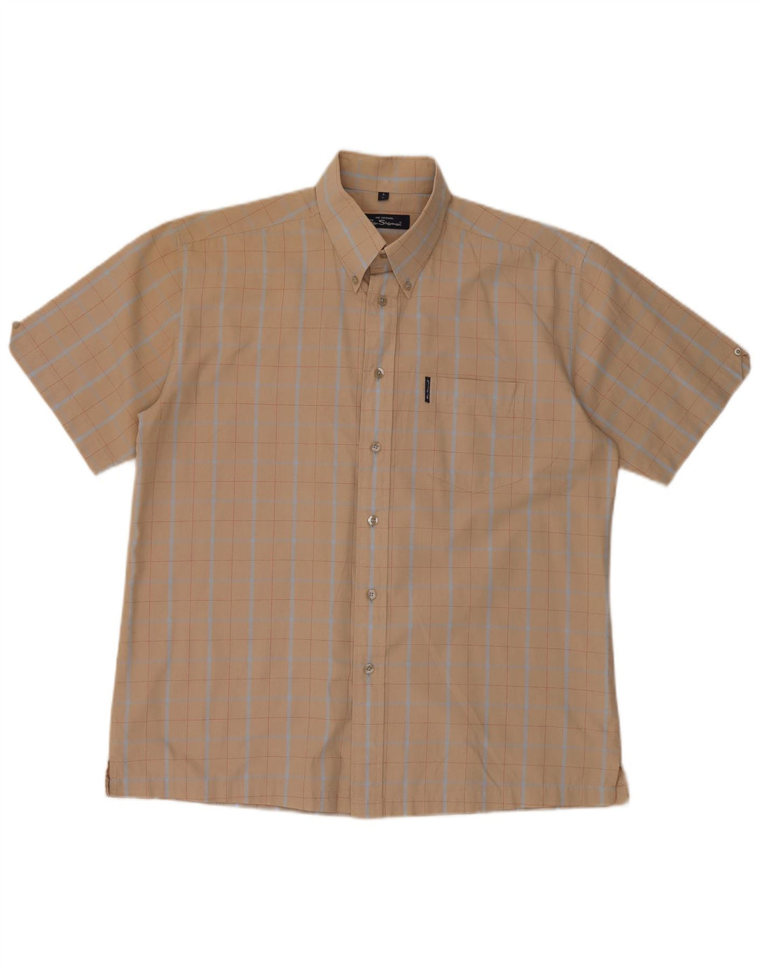 Męska koszula z krótkim rękawem Ben Sherman w dużą beżową kratkę