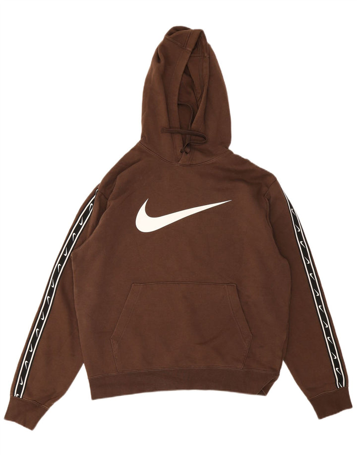Męski sweter z kapturem Nike z grafiką, średniobrązowy, bawełniany
