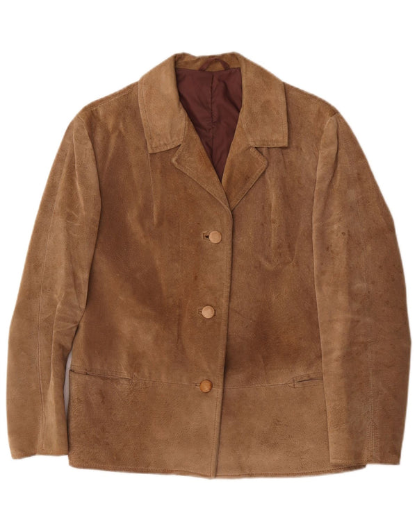 Vintage damska marynarka zapinana na 3 guziki, UK 16, duża, beżowa