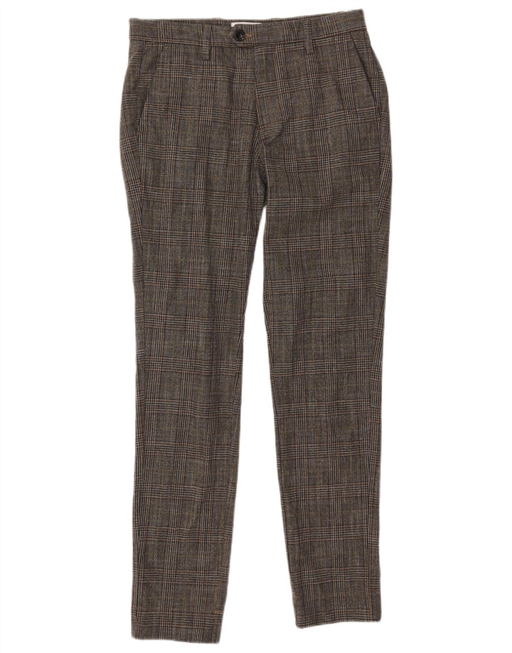 Męskie spodnie garniturowe Jack & Jones W30 L32 Szara krata, poliester