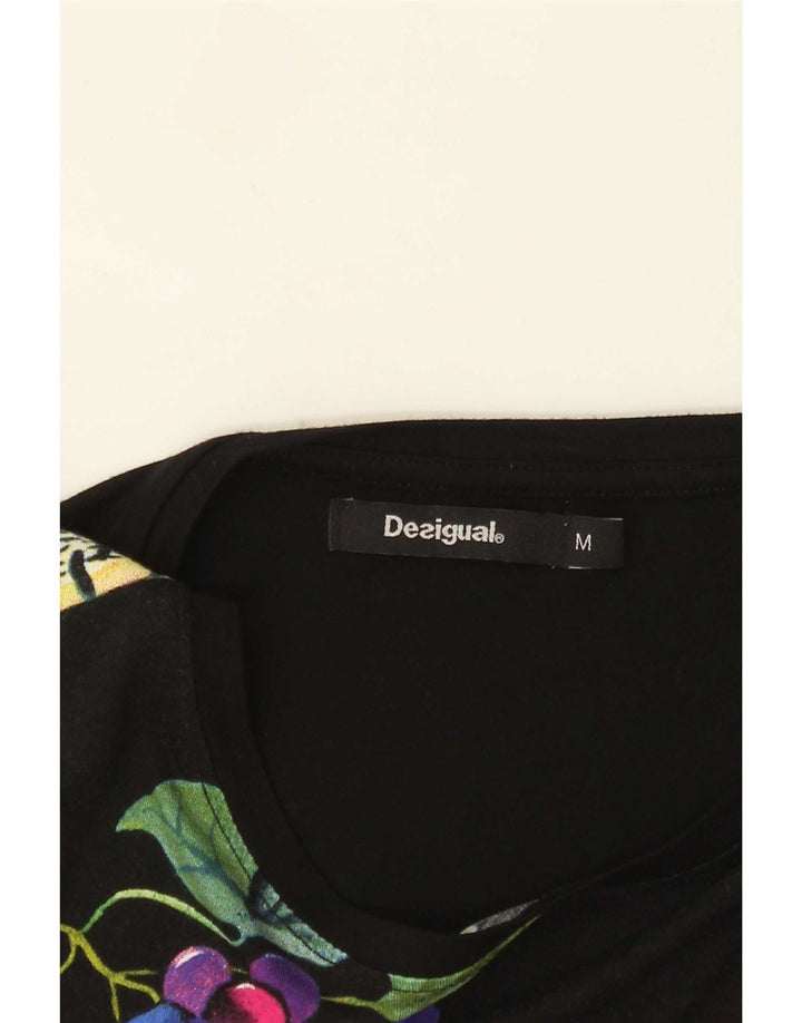 Desigual damski top z grafiką Peacocks UK 12, średni czarny w kwiaty