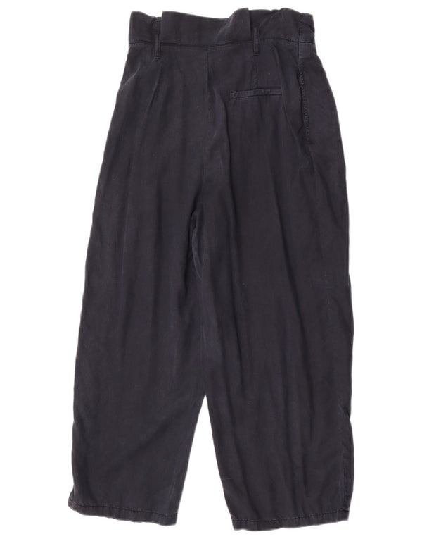 Zara Womens High Waist Pegged Cropped Trousers Medium W28 L24 Navy Blue