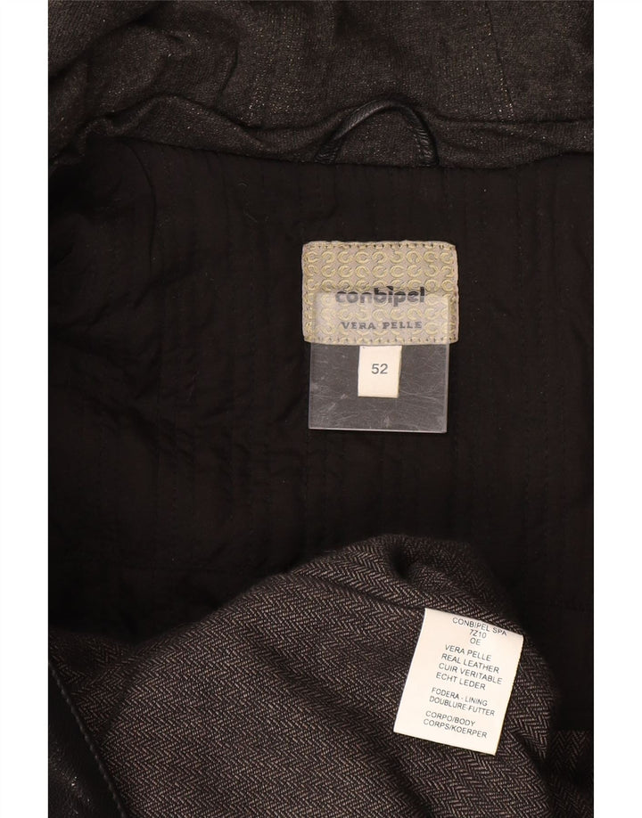 CONBIPEL Męska kurtka skórzana z kapturem IT 52 XL, czarna skóra