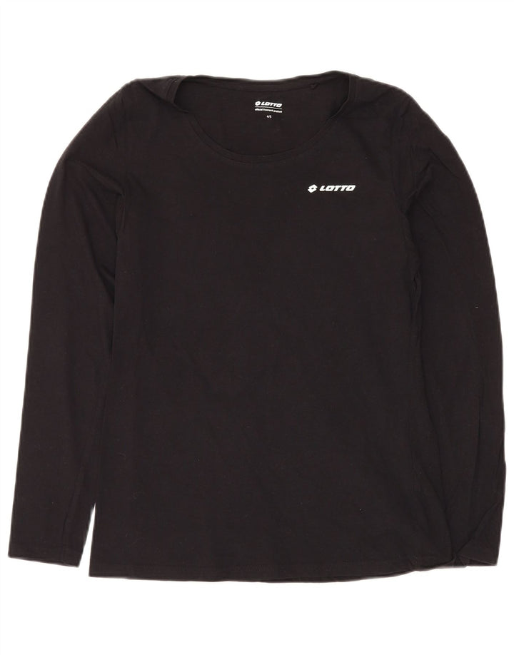 Top damski LOTTO z długim rękawem UK 10, mały, czarny, bawełniany