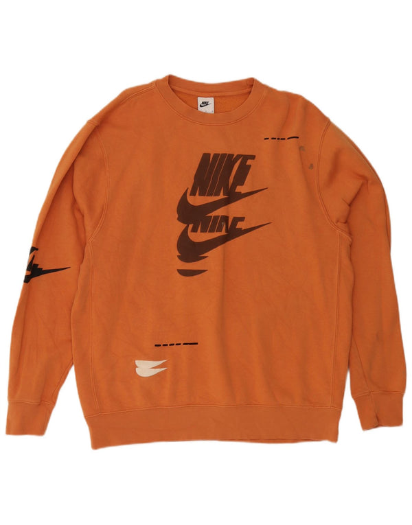 Męska bluza z grafiką Nike, duża, pomarańczowa, bawełniana