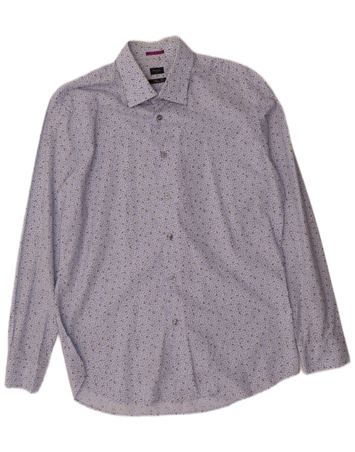Męska koszula Paul Smith z abstrakcyjnym wzorem, slim fit, rozmiar 43 17, średni niebieski