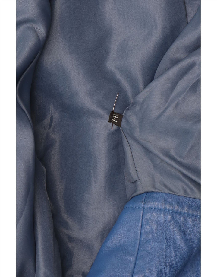 Vintage damska kurtka skórzana oversize EU 34 XS niebieska