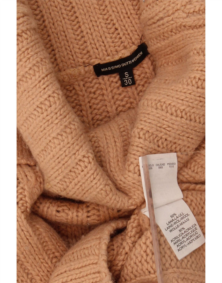 MASSIMO DUTTI Womens Roll Neck Jumper Sweater UK 8 Small Beige Wool Vintage Massimo Dutti and Second-Hand Massimo Dutti from Messina Hembry 