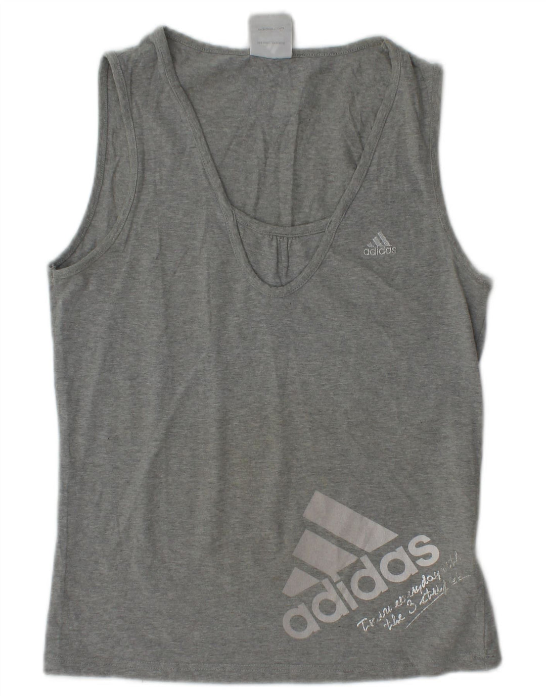 Damski top ADIDAS z grafiką, UK 12, średnioszary, bawełniany