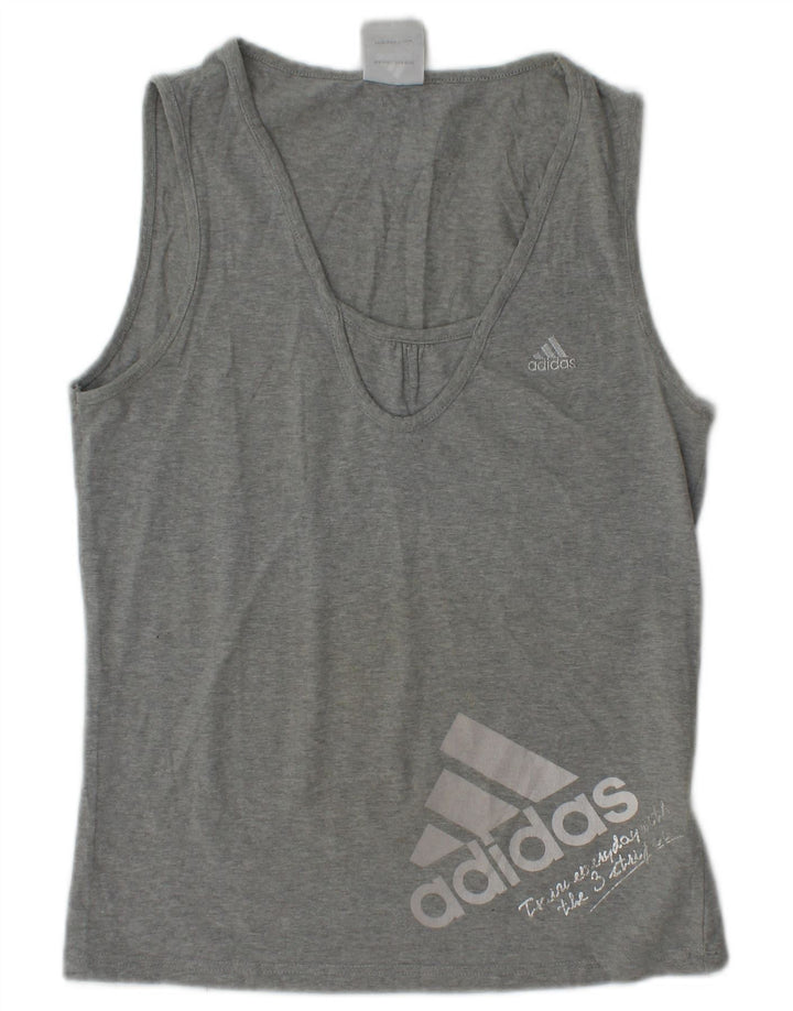 Damski top ADIDAS z grafiką, UK 12, średnioszary, bawełniany