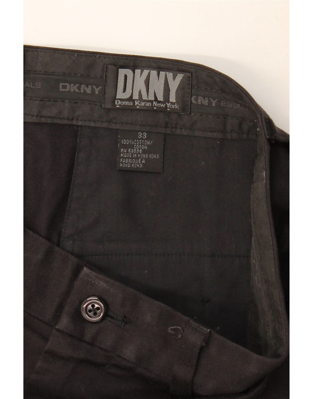 DKNY Męskie proste spodnie Chino W33 L28 Czarna bawełna