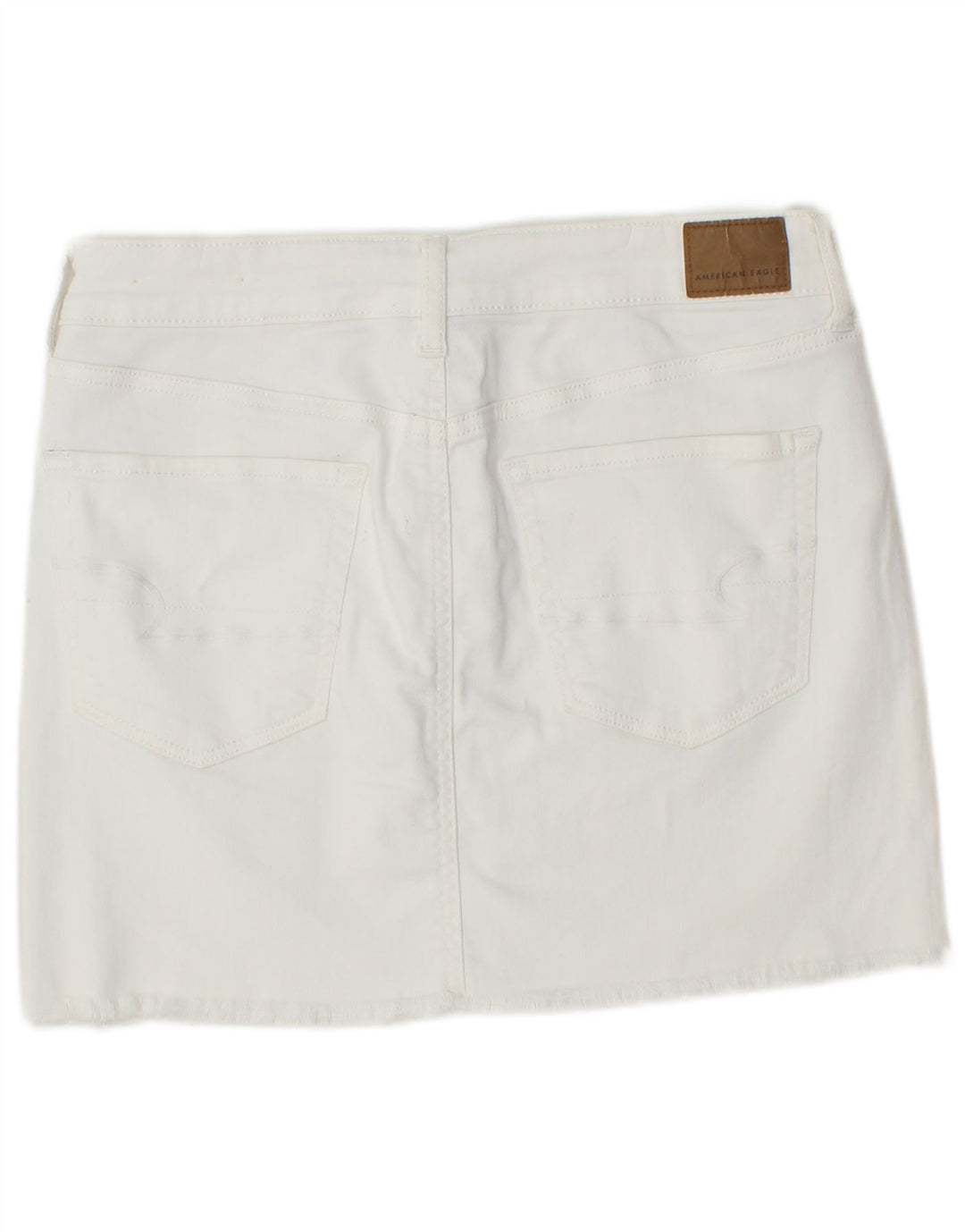 Damska mini spódniczka jeansowa AMERICAN EAGLE UK 14 Medium W30 Biała bawełna