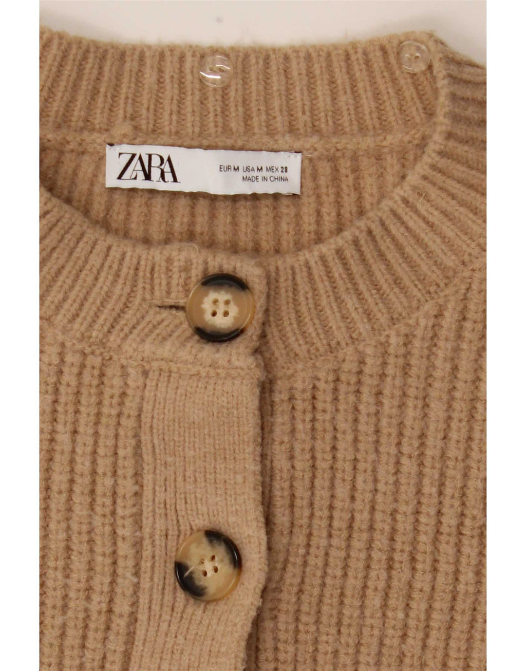 Sweter damski Zara Crop Cardigan UK 12 średni beż