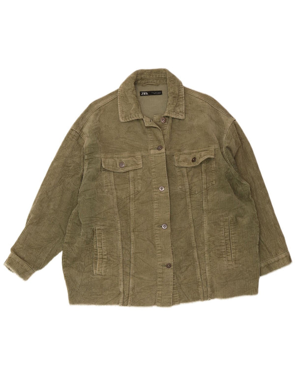 Damska, oversize'owa kurtka sztruksowa Zara UK 14, średnia bawełna khaki