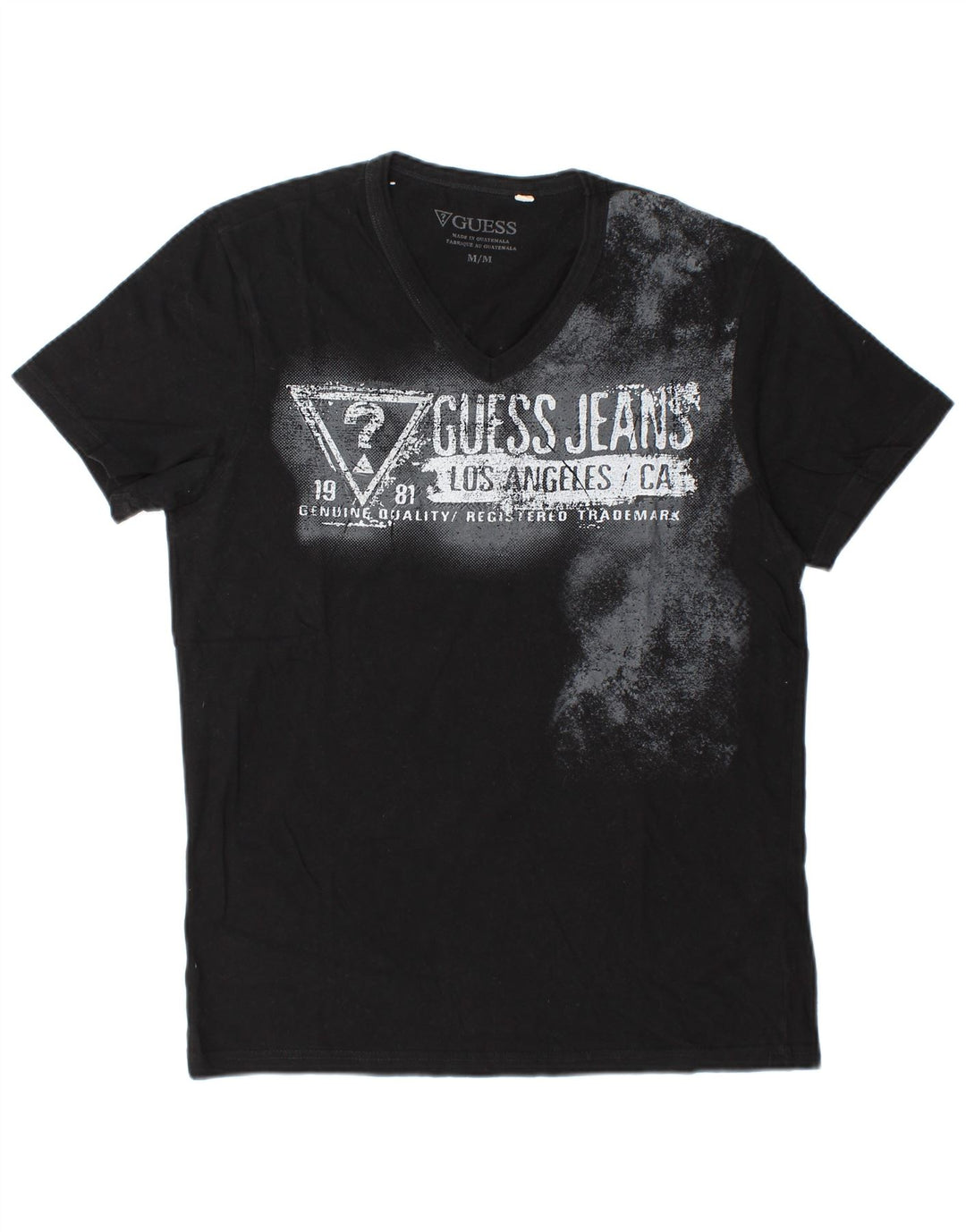 Męski T-shirt Guess z grafiką, średni czarny, bawełniany
