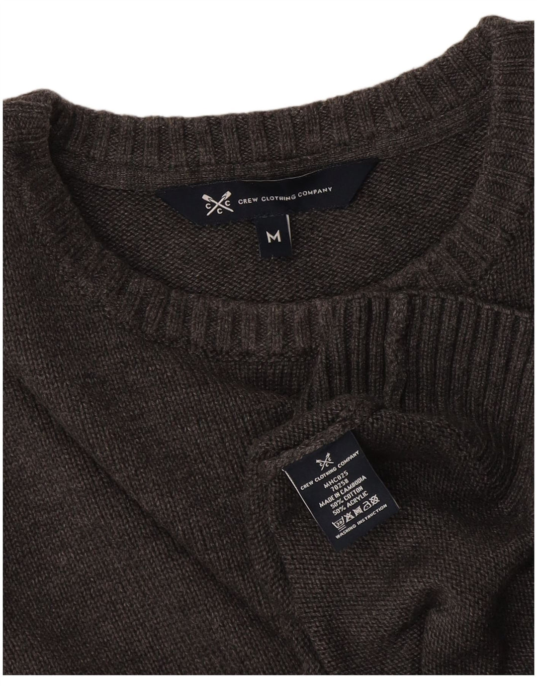 Crew Clothing Męski sweter z dekoltem w serek, średnioszary, bawełniany
