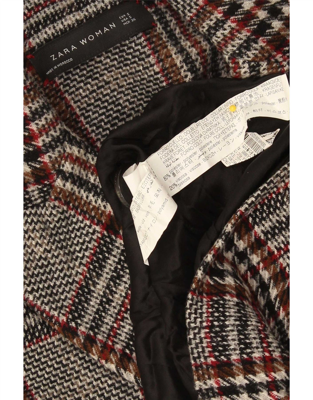 Damski płaszcz oversize Zara UK 10 Small, szara, wiskozowa krata