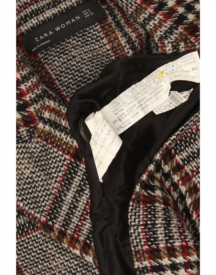 Damski płaszcz oversize Zara UK 10 Small, szara, wiskozowa krata