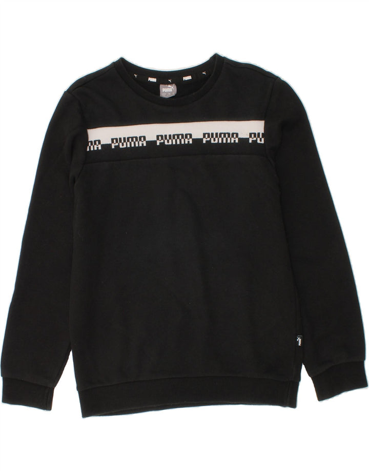 PUMA Boys Graphic Sweatshirt Jumper 11-12 Years Black Cotton Vintage Puma and Second-Hand Puma from Messina Hembry 