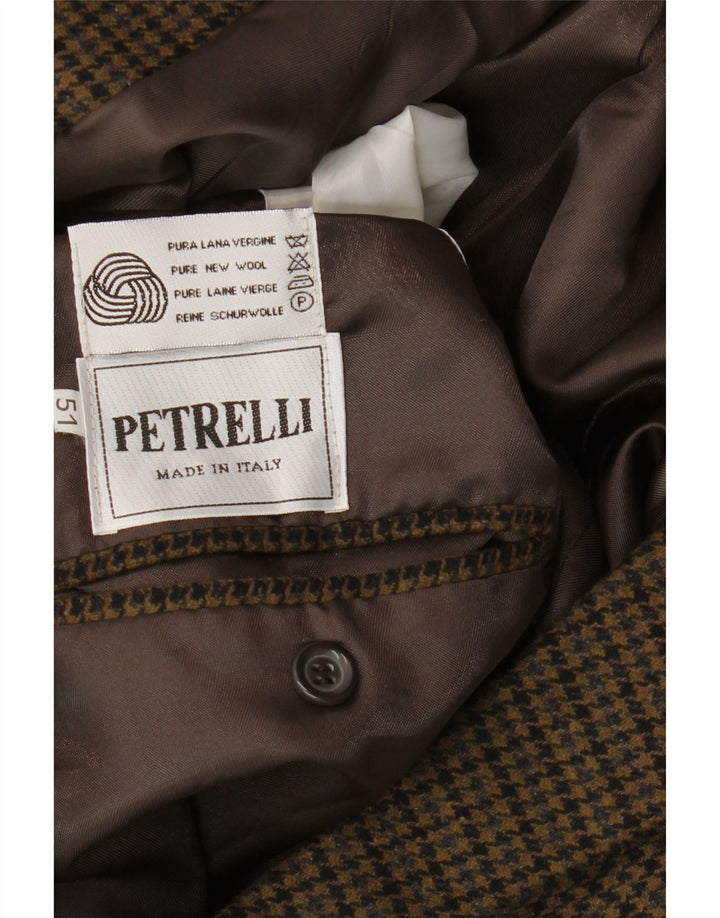 Męska marynarka PETRELLI IT 51, duża, dziewicza wełna khaki w pepitkę