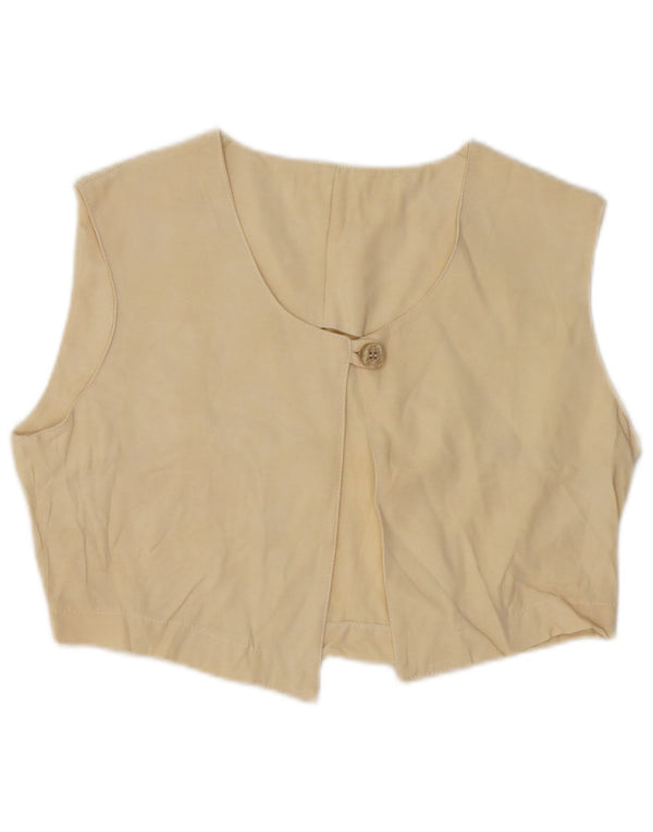 Vintage damskie bolerko bez rękawów UK 14 średnie żółte Cupro