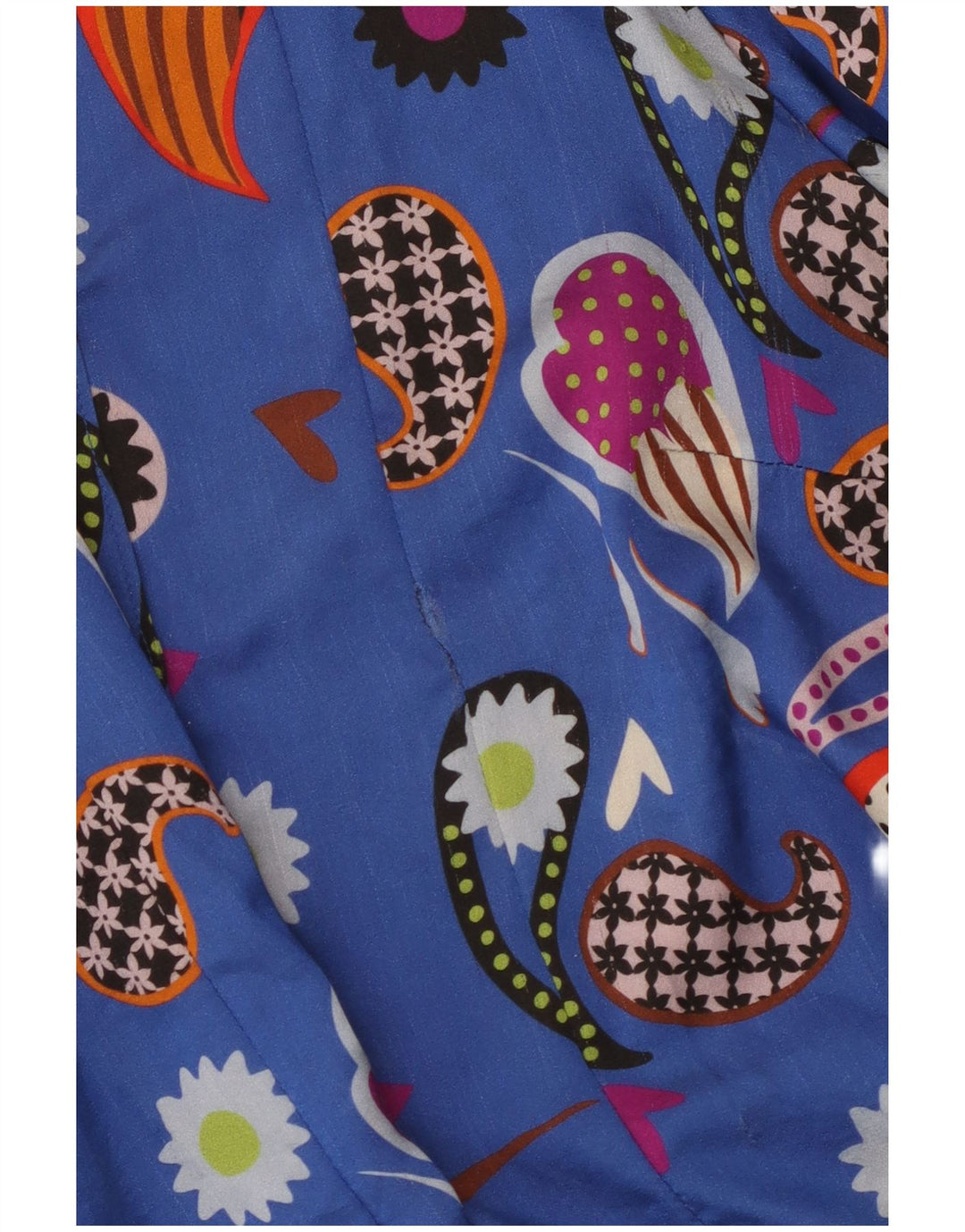Damska bluzka koszulowa w stylu vintage IT 42 Średni niebieski Paisley Poliamid