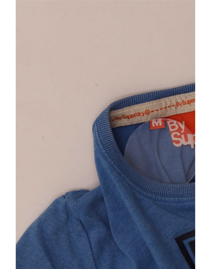 Męski T-shirt z grafiką Superdry, średni niebieski poliester