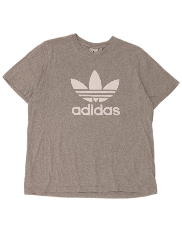 Adidas Męska koszulka graficzna Top XL Szara, nakrapiana bawełna