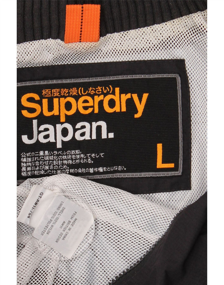 Damska kurtka przeciwdeszczowa Superdry UK 16, duża, czarna nylonowa