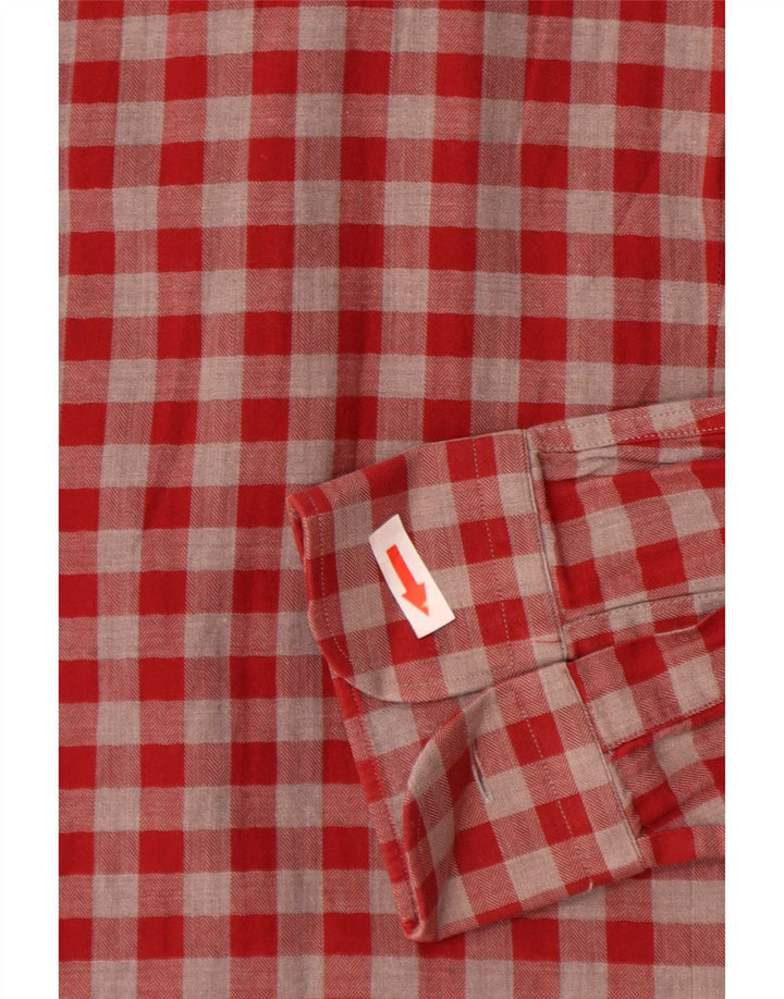 Koszula męska Zara Slim Fit, mała, czerwona bawełniana kratka