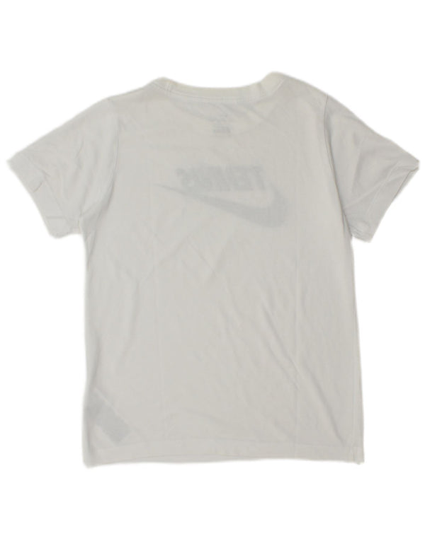 Chłopięcy T-shirt Nike z grafiką tenisową, 10-11 lat, średnia biała bawełna