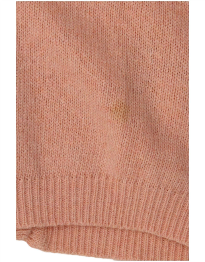 Sweter damski VINTAGE UK 16, duży, różowy, wełniany w kwiaty