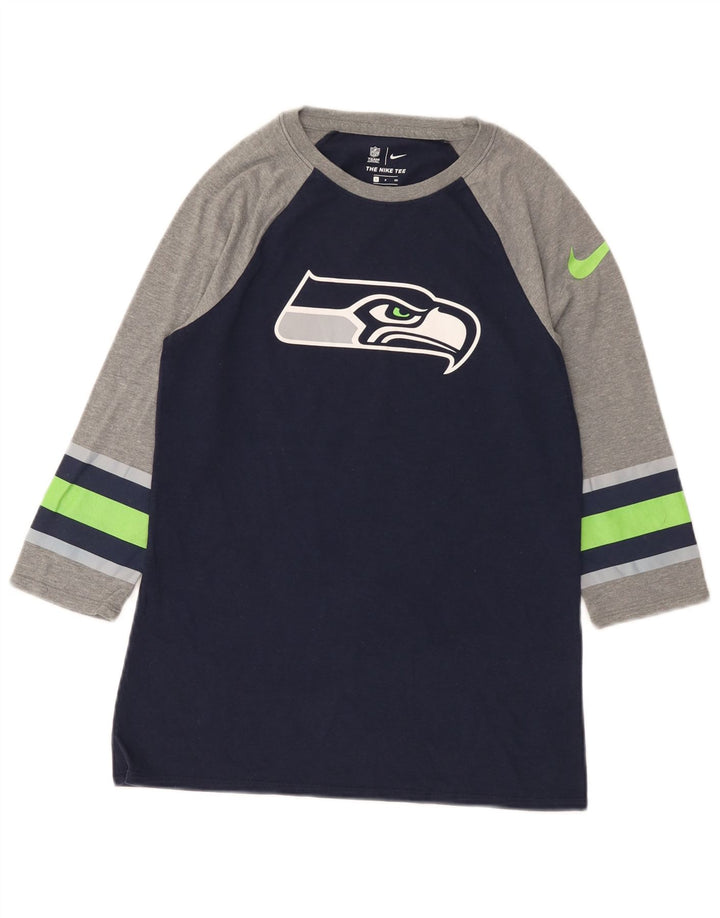 Męska koszulka Nike Seattle Seahawks z grafiką, rękaw 3/4, mała, granatowa