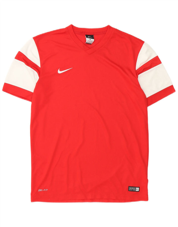 Męska koszulka Nike Dri Fit, poliestrowa koszulka w kolorze średniej czerwieni