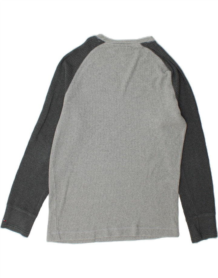 TOMMY HILFIGER Mens Top Long Sleeve Large Grey Colourblock Cotton Vintage Tommy Hilfiger and Second-Hand Tommy Hilfiger from Messina Hembry 