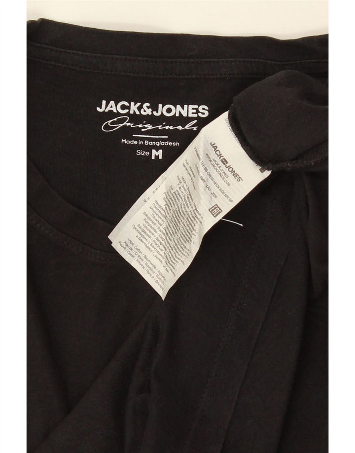 Męska koszulka z grafiką JACK & JONES, średnia czarna, bawełniana