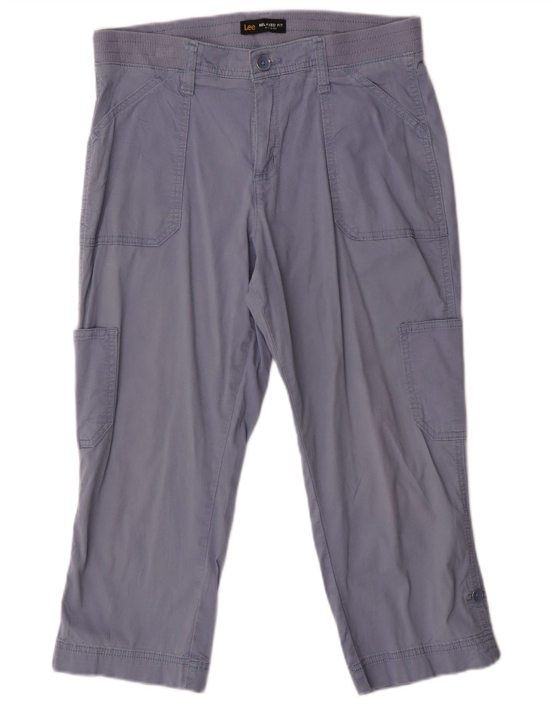 Damskie spodnie Capri Lee ze średnim stanem i luźnym krojem US 8 Medium W32 L21 Niebieskie