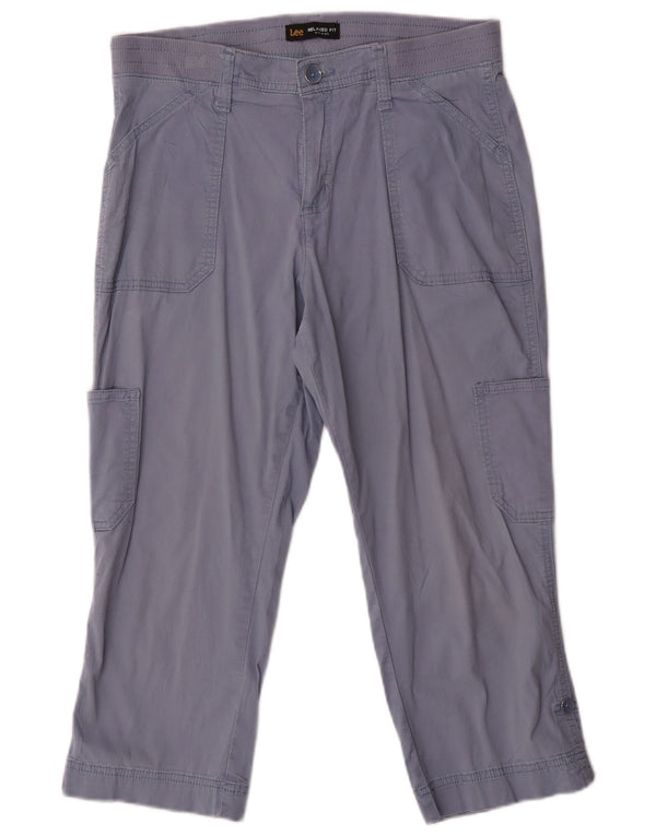 Damskie spodnie Capri Lee ze średnim stanem i luźnym krojem US 8 Medium W32 L21 Niebieskie