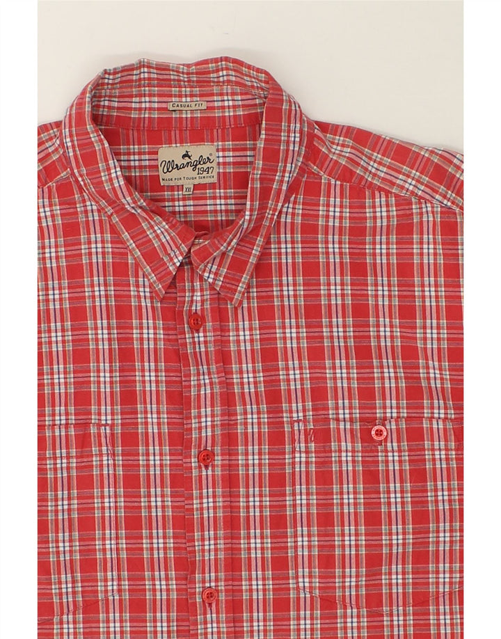 WRANGLER Męska koszula z krótkim rękawem 2XL, bawełniana w czerwoną kratę