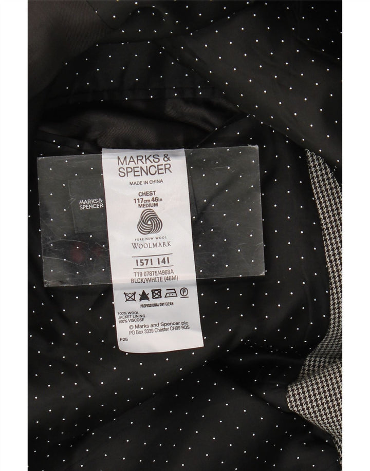 Marks & Spencer Męska marynarka zapinana na 2 guziki UK 46 3XL Szara wełniana pepitka
