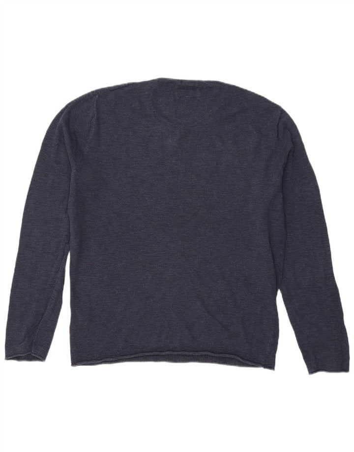 Męski sweter z okrągłym dekoltem Tommy Hilfiger, średni granatowy, bawełniany