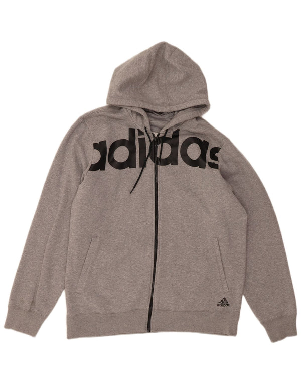 Męski sweter z kapturem i zamkiem błyskawicznym ADIDAS XL, szary, bawełniany