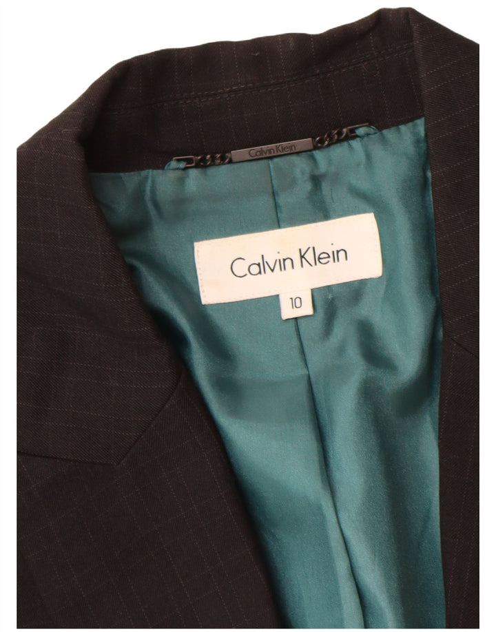 Damska marynarka Calvin Klein UK 10 w małą czarną kratkę, poliester