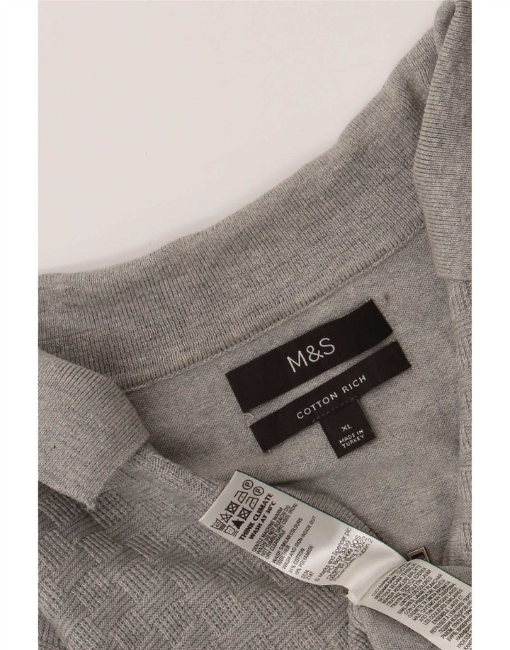 Marks & Spencer Męski sweter polo XL, szary, bawełniany