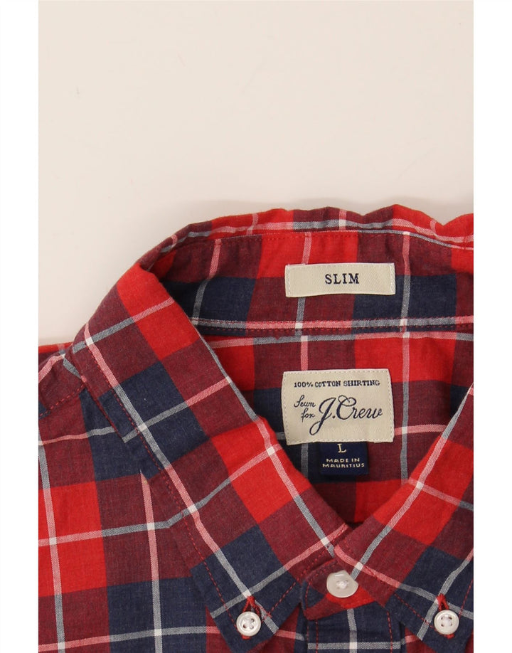 J. CREW Mens Slim Shirt Large Red Check Cotton Vintage J. Crew and Second-Hand J. Crew from Messina Hembry 